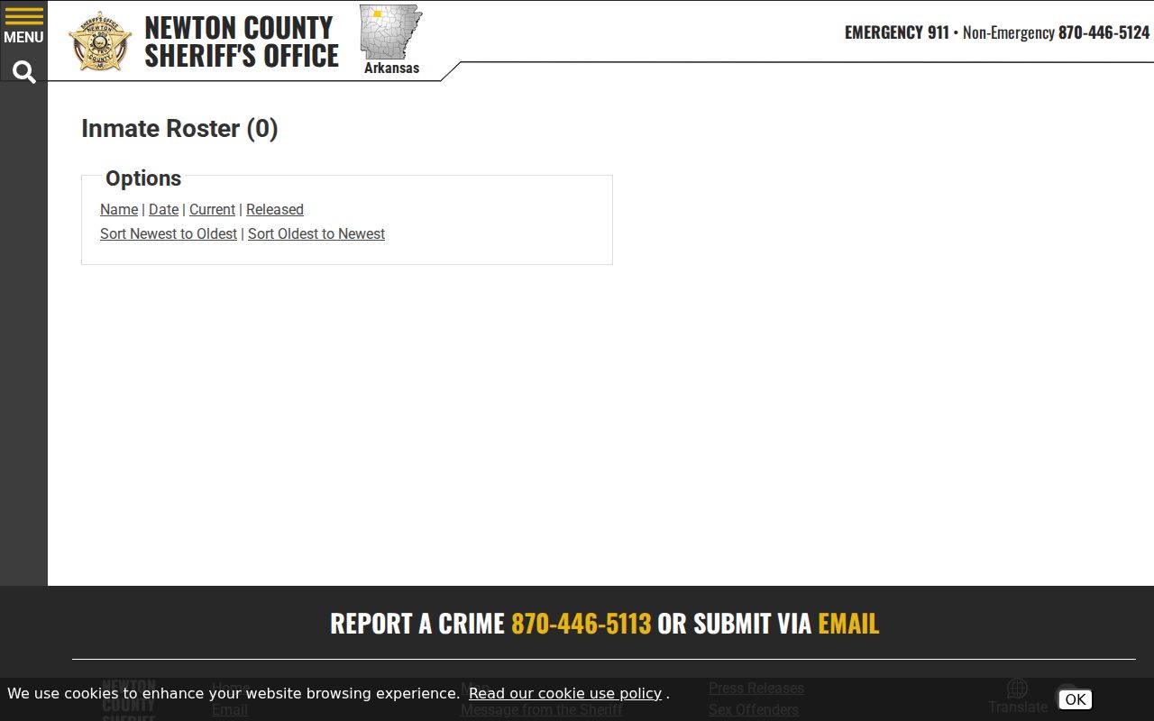 Newton County Sheriff inmate roster landing page