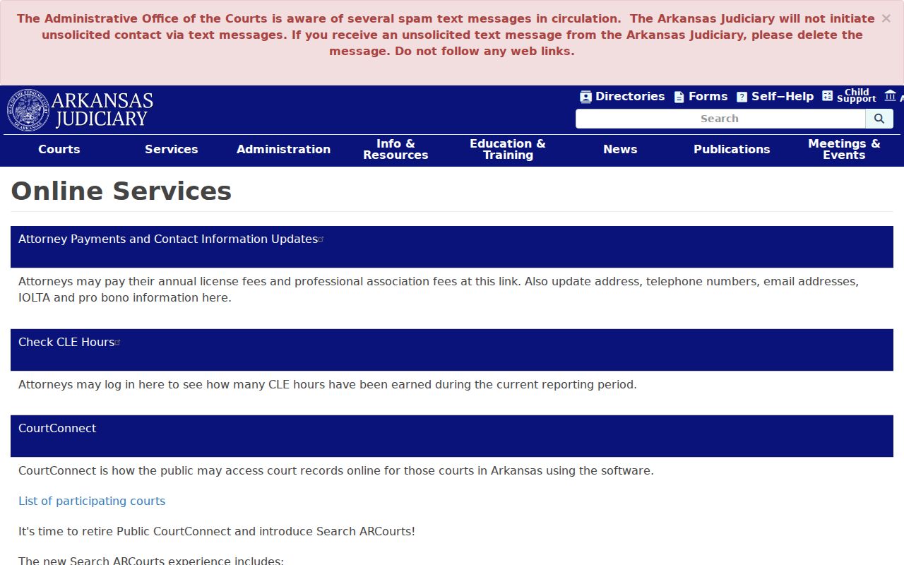 Arkansas Judiciary online services for Newton County criminal case records