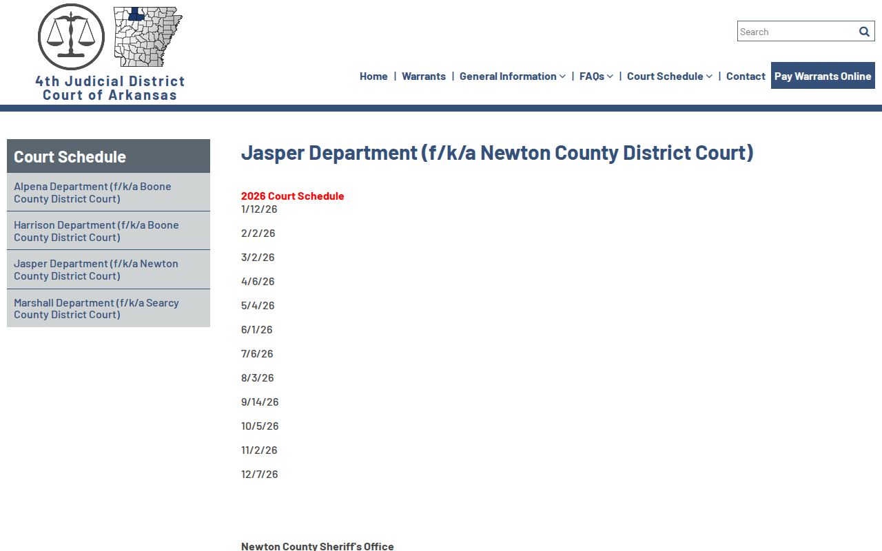 Jasper Department Newton County court schedule