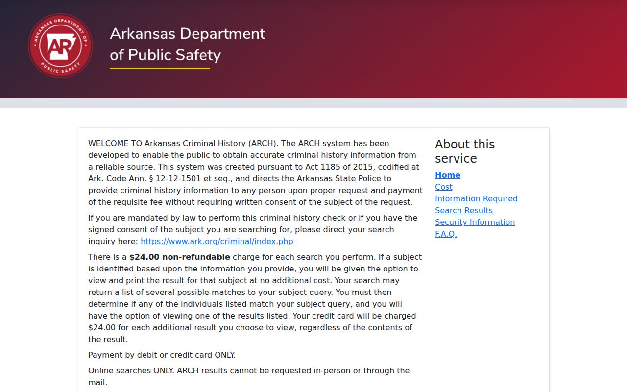 Newton County criminal history search through Arkansas ARCH